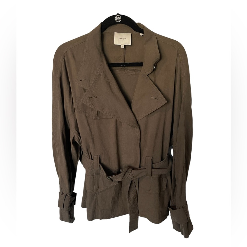 Vince Olive Linen Belted Jacket